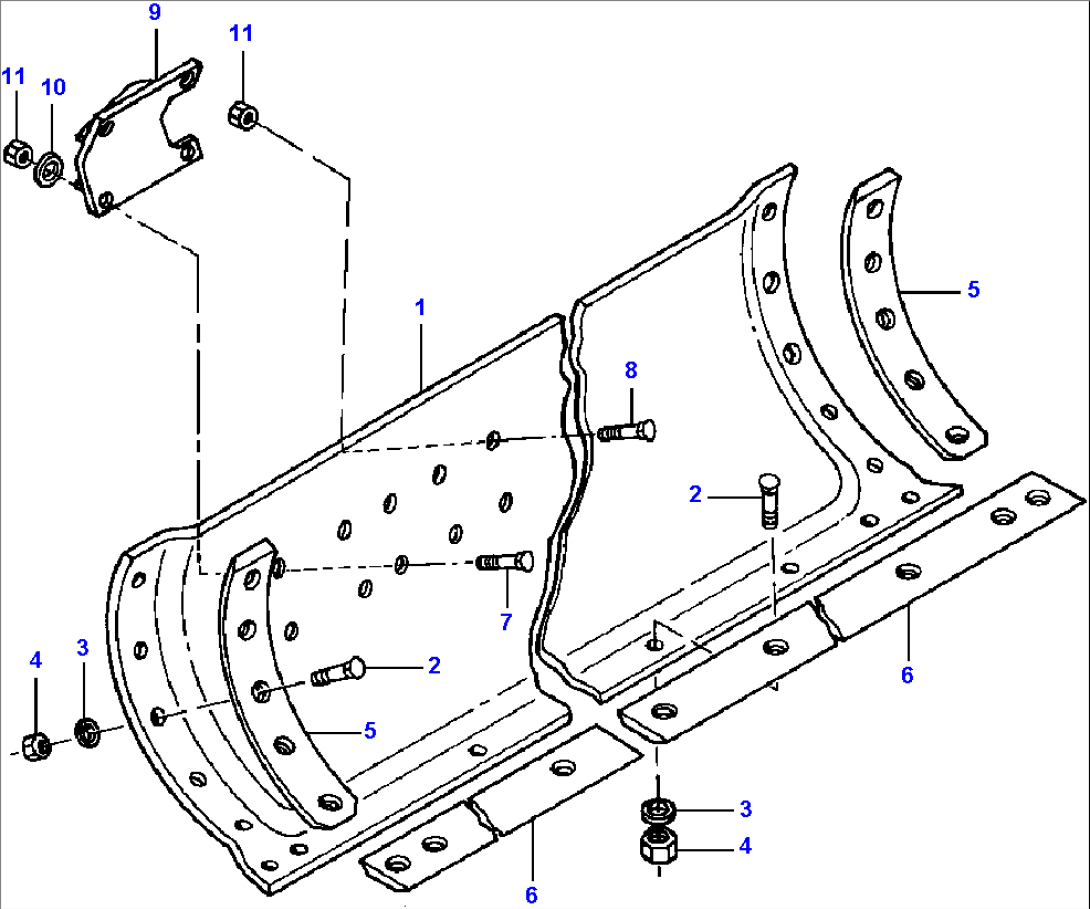 FIG. T5500-01A0A 1 INCH MOLDBOARD - 14 FT. WITH MOVEABLE CYLINDER MOUNT