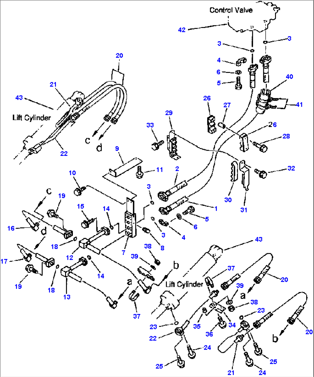 HYDRAULIC PIPING (CONTROL VALVE TO LIFT CYLINDERS)