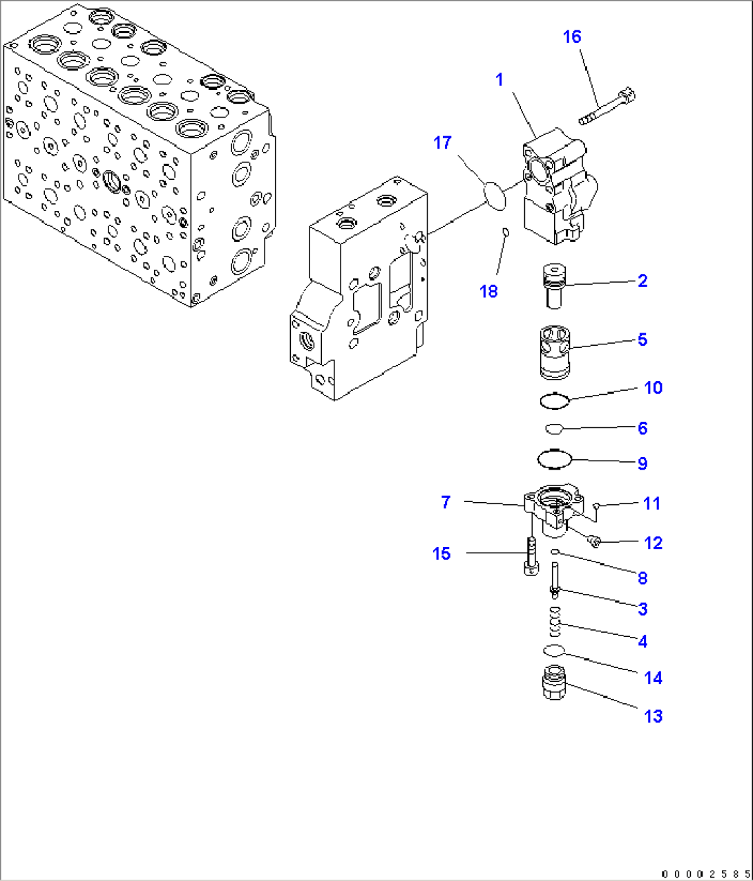 MAIN VALVE (9-SPOOL) (15/22) (FOR TWO-PIECE BOOM)