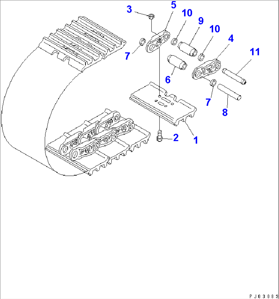 TRACK SHOE (MASTER PIN TYPE) (TRIPLE GROUSER)(#35001-)