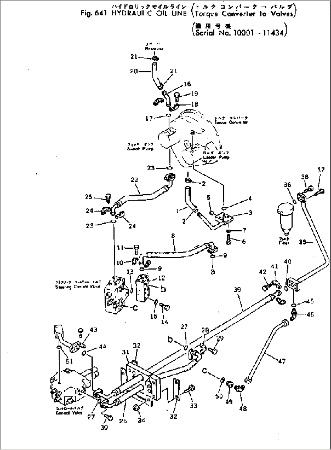 HYDRAULIC OIL LINE (TORQUE CONVERTER TO VALVE)(#10001-11434)