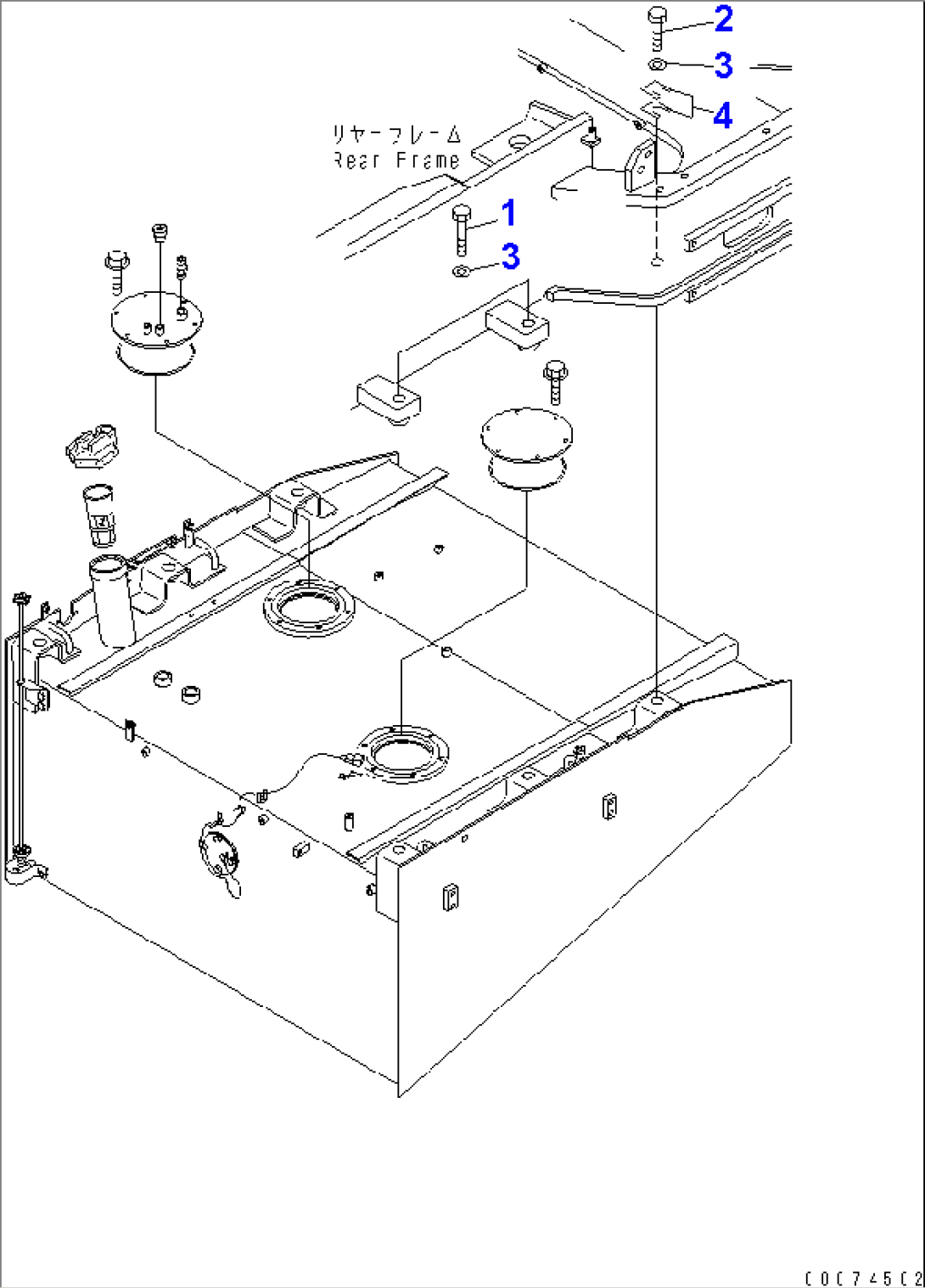 FUEL TANK (FUEL TANK MOUNTING) (WITH FUEL QUICK COUPLER)(#51075-)