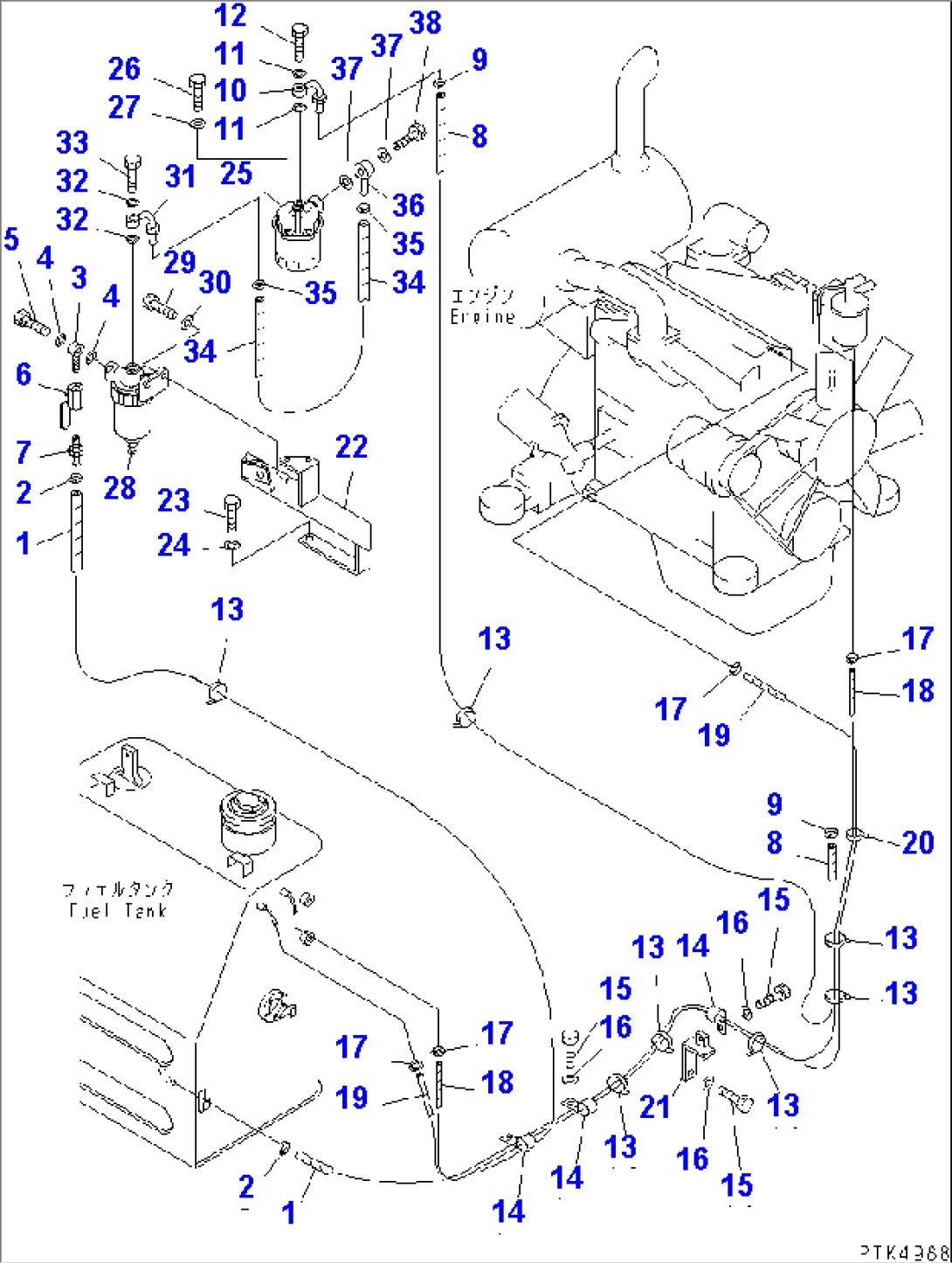 FUEL LINE (WITH WATER SEPARATOR AND ADDITIONAL FUEL FILTER) (EXCEPT JAPAN)(#52374-58000)
