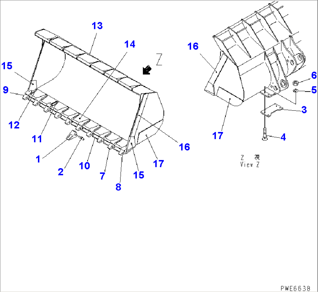 BUCKET¤ 6.1M3 (WITH TOOTH)