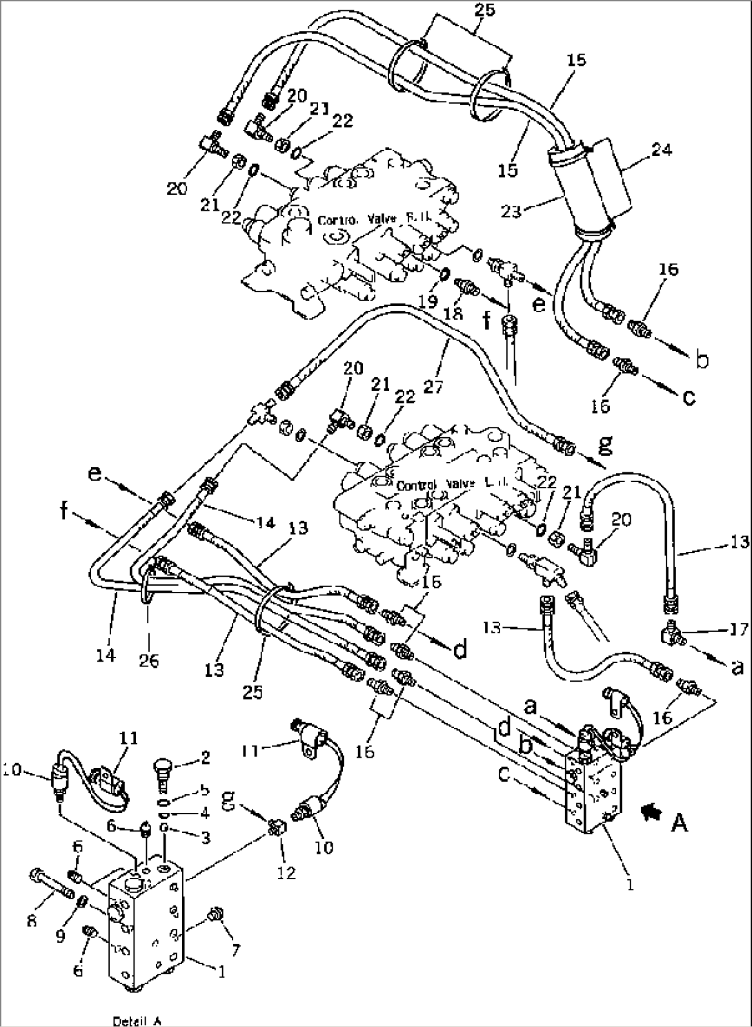HYDRAULIC PIPING (VALVE TO SHUTTLE VALVE) (FOR WRIST CONTROL) (WITHOUT SWING MECHANICAL BRAKE)