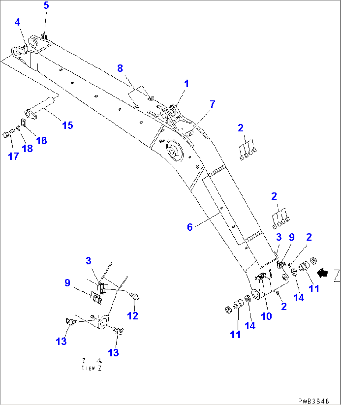 BOOM (HEAVY DUTY) (BOOM AND TOP PIN) (WITH AUTO GREASING)