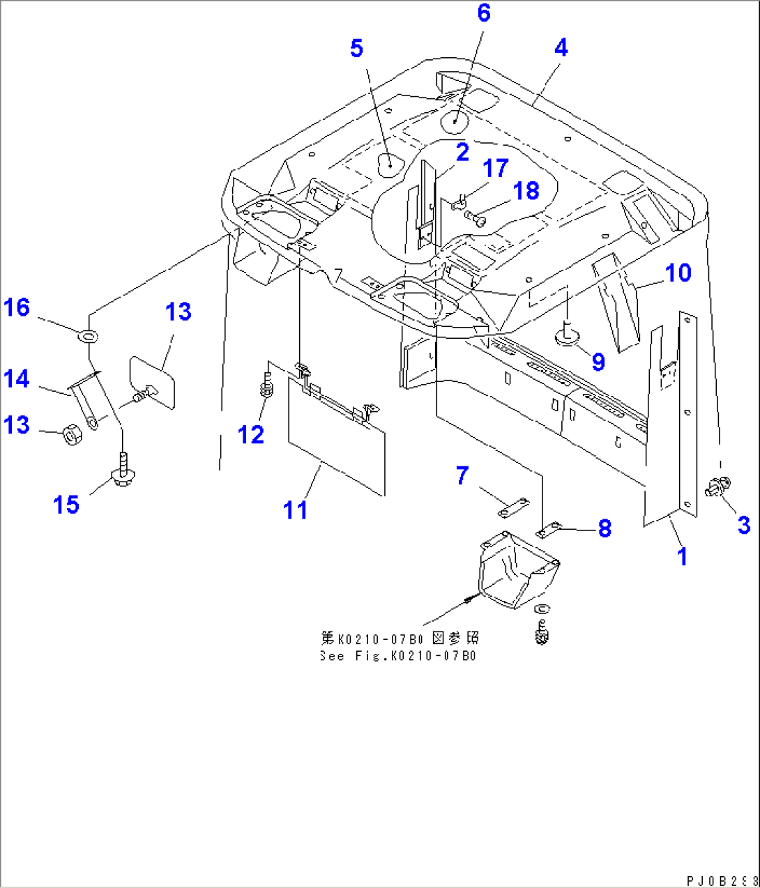 ROPS CAB (3/3) (ROOF) (WITH A.M.¤F.M. RADIO)(#64001-)