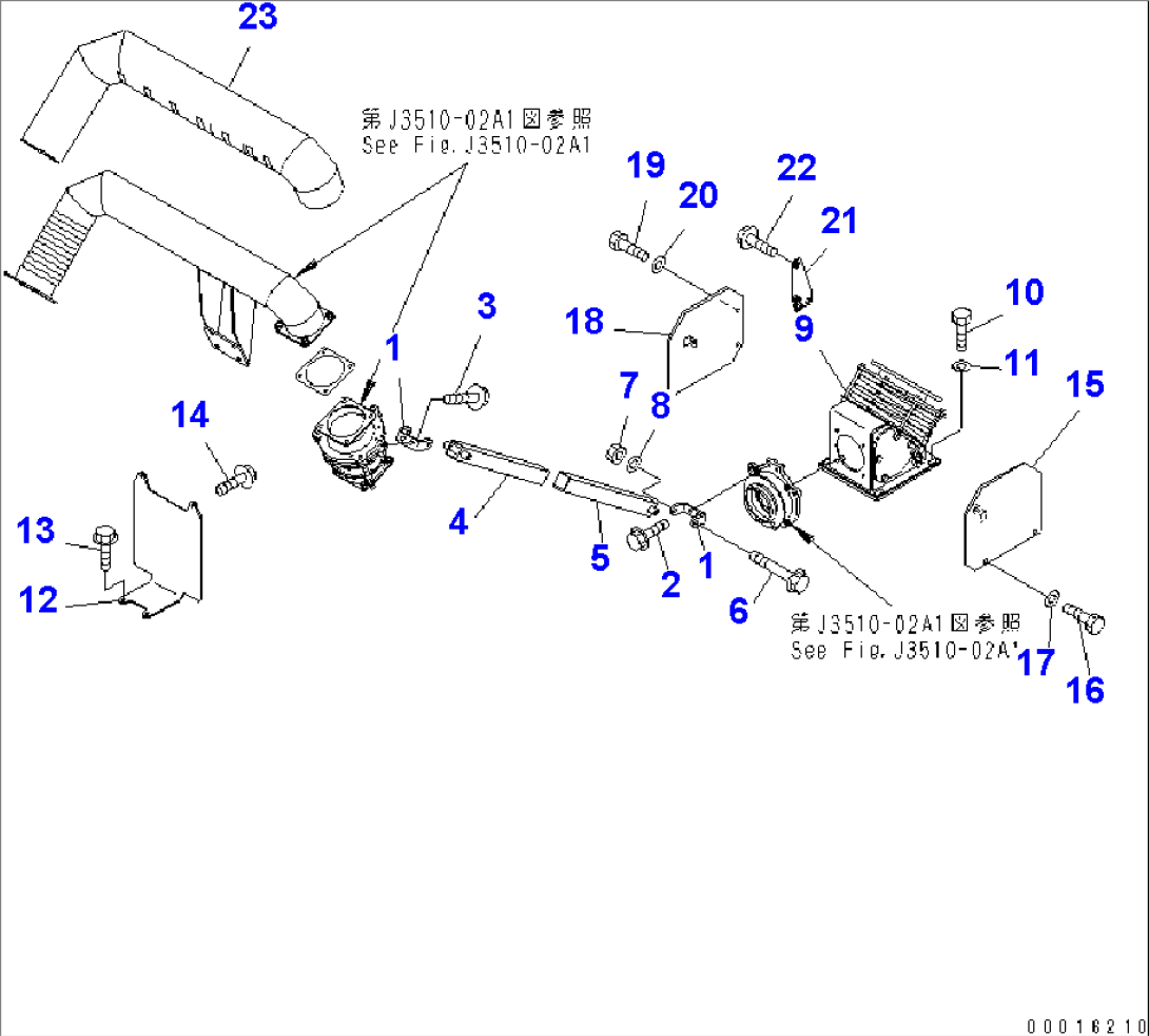EXHAUST PIPING (WITH BODY HEATING) (BODY HEATING 2/2)(#1001-1021)