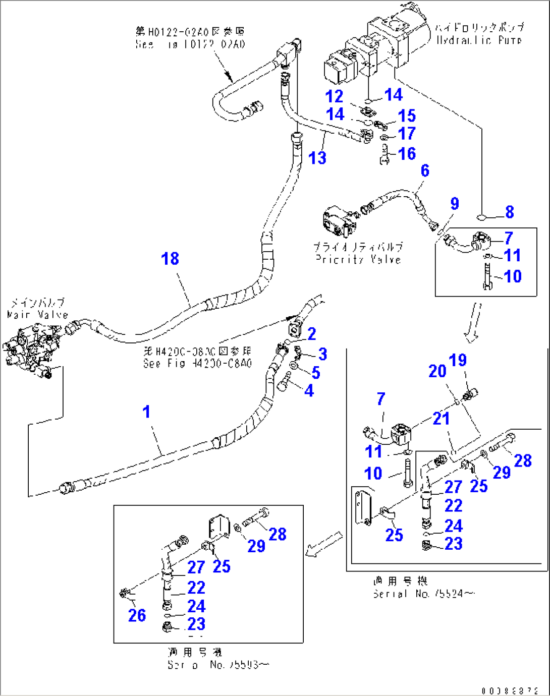 HYDRAULIC PIPING (DRAIN LINE HOSE) (FOR WIDE CORE RADIATOR)(#75001-)