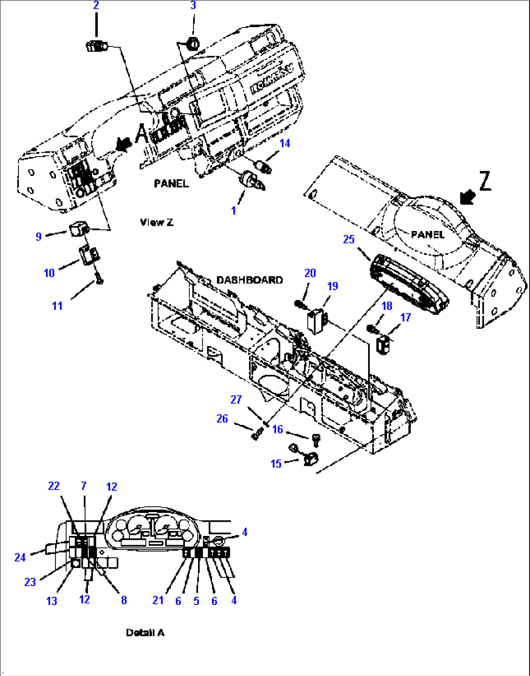 K0200-33B1 FLOOR MONITOR PANEL AND SWITCHES (WITH FOG LAMP)