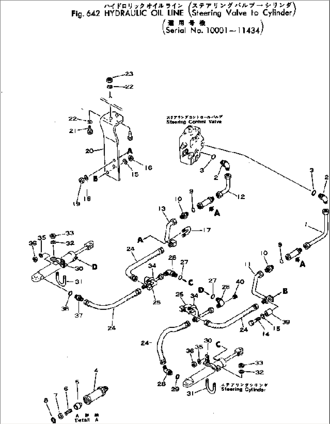 HYDRAULIC OIL LINE(STEERING VALVE TO CYLINDER)(#10001-11434)