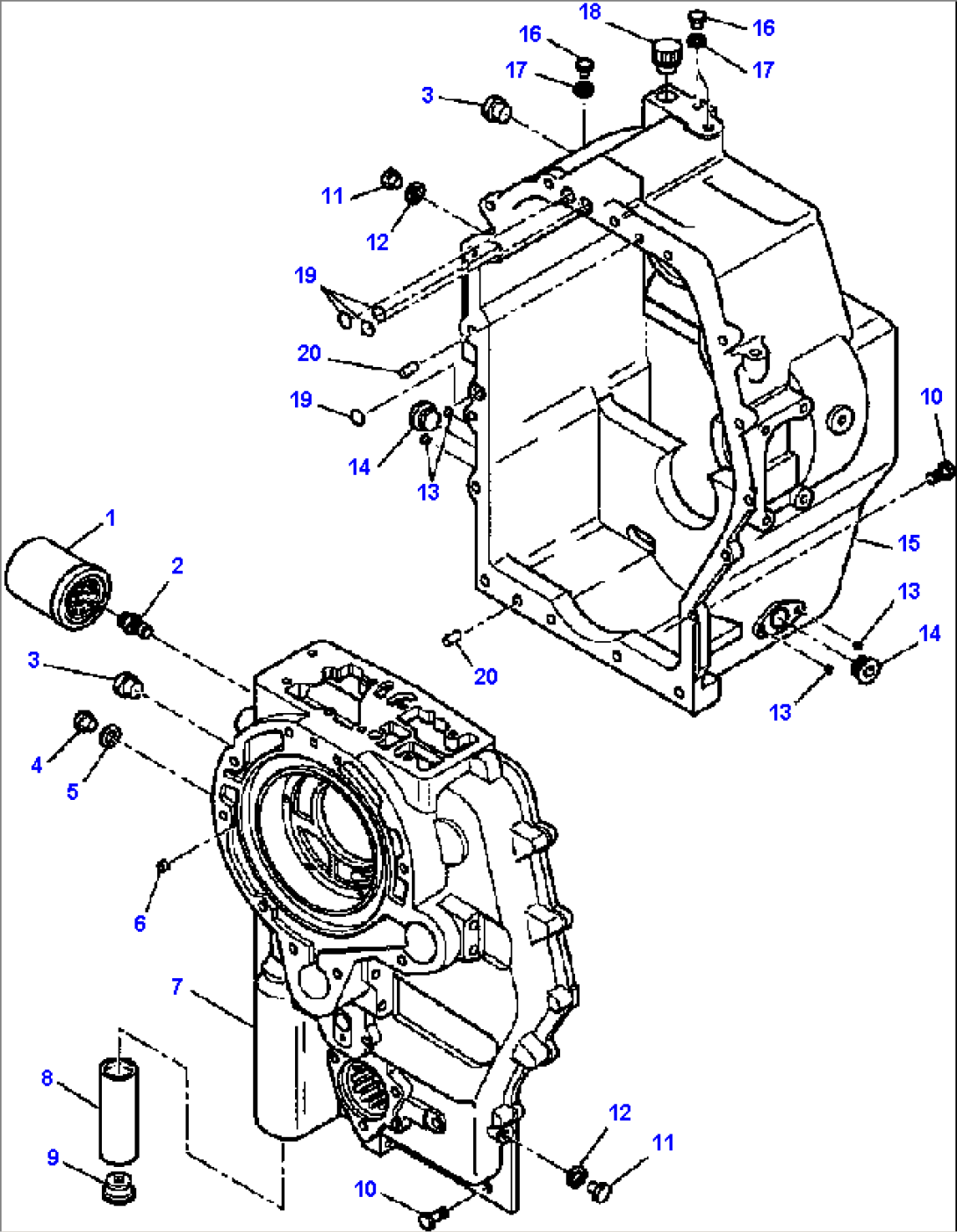 FIG. F3220-02A0 TRANSMISSION - FRONT AND REAR HOUSING