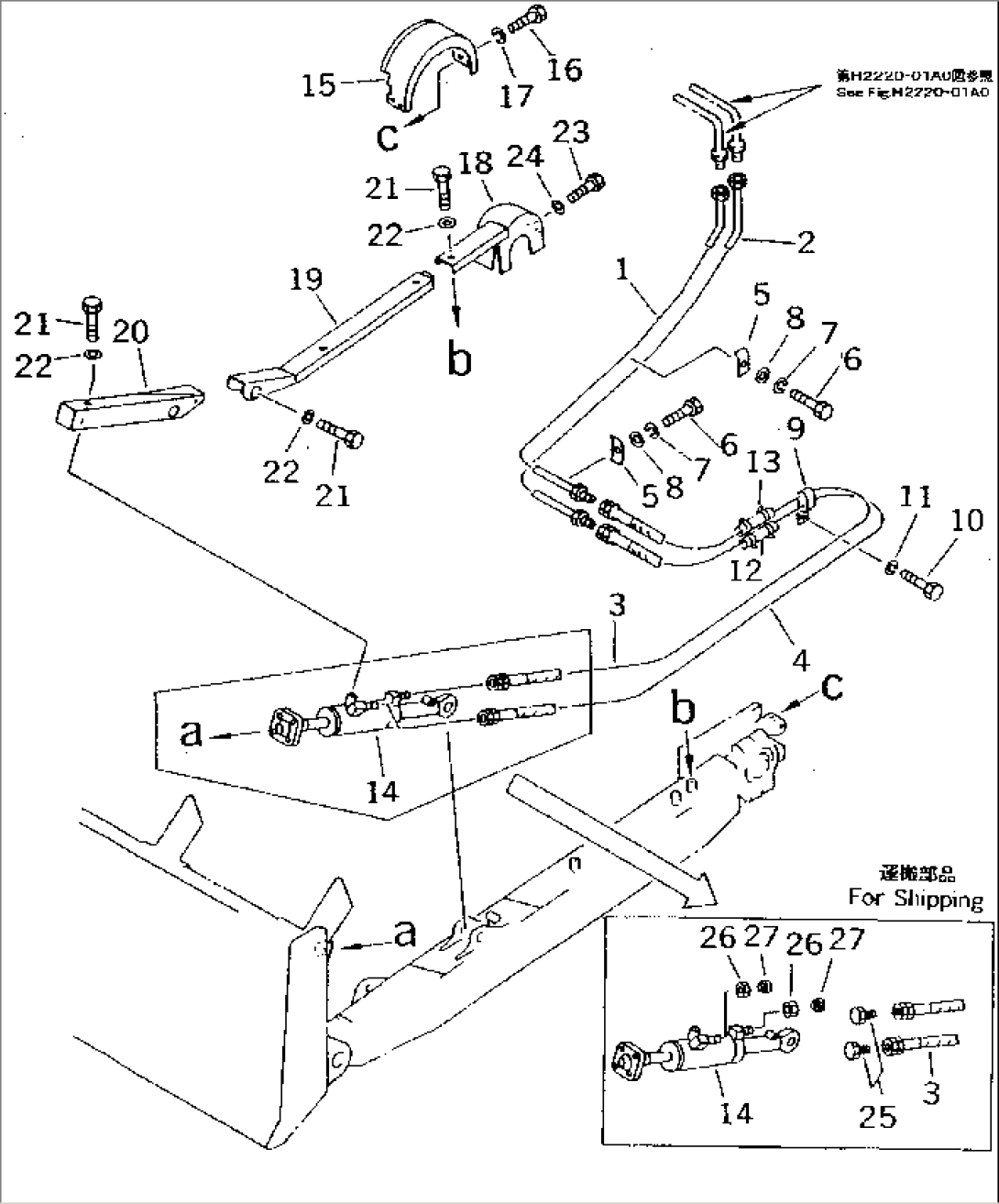 HYDRAULIC PIPING (TILT CYLINDER LINE) (DOZER SIDE)