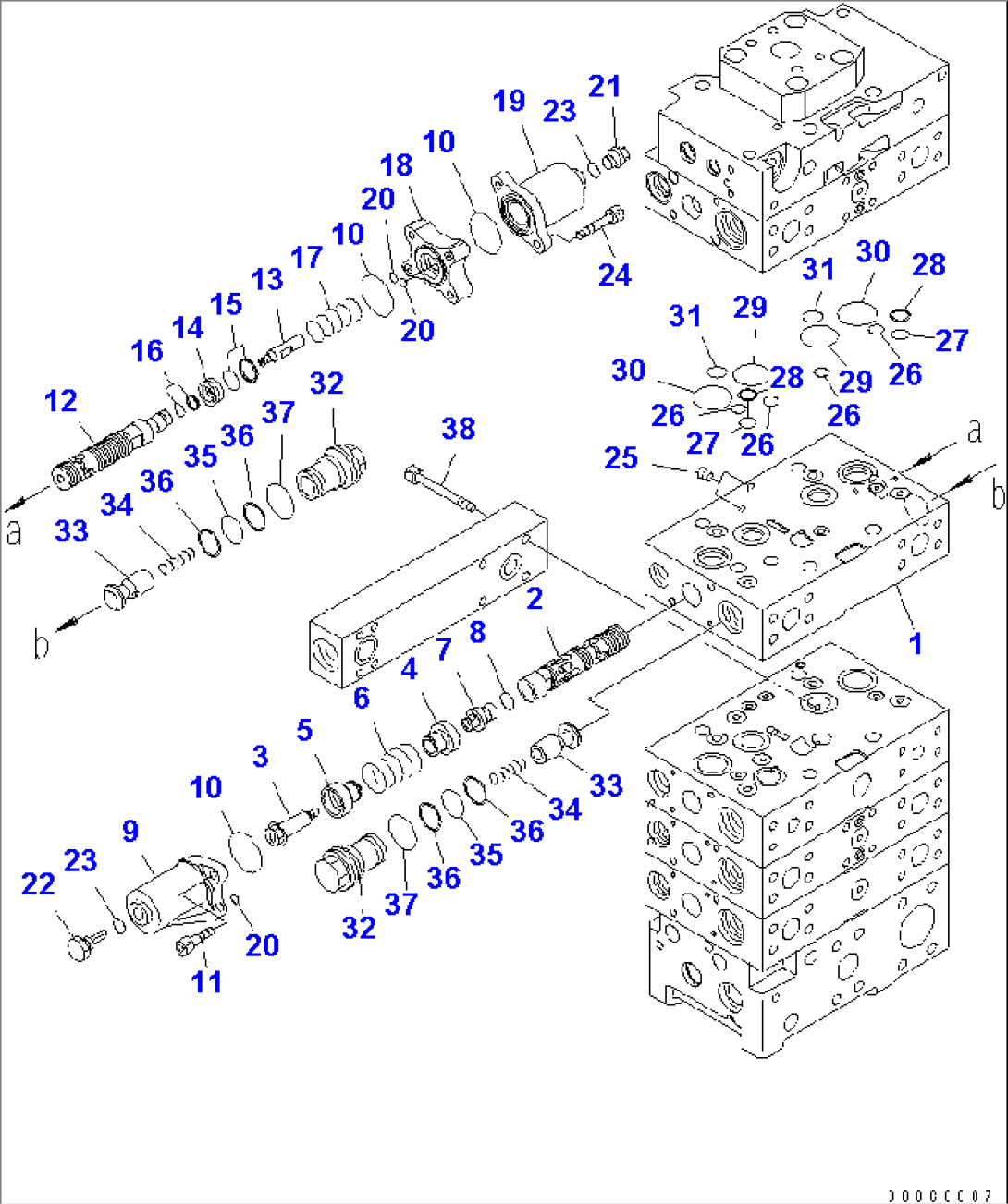MAIN VALVE (3-SPOOL) (FOR E.C.S.S.) (3/12)(#55001-)