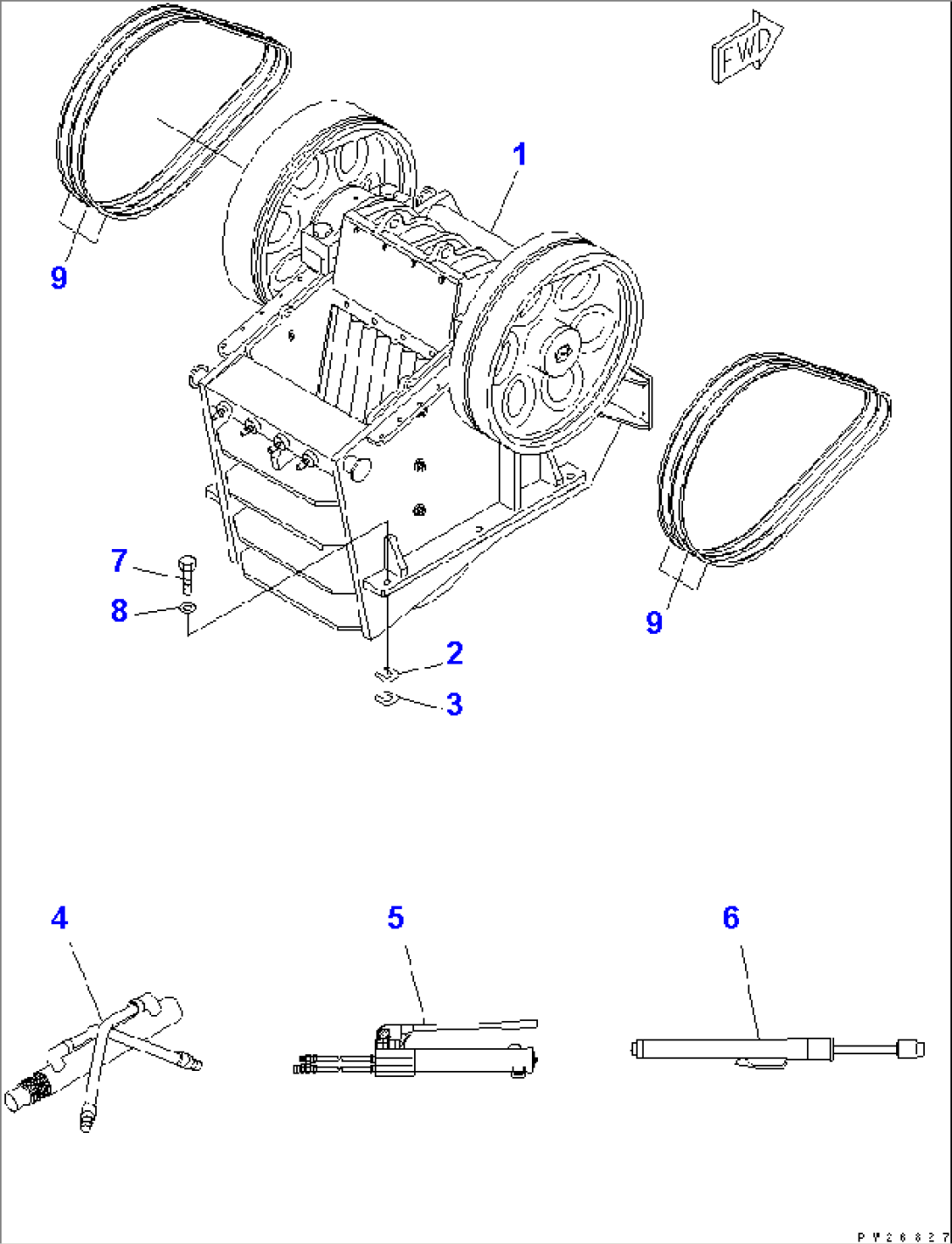 CRUSHER SYSTEM (1/3) (CRUSHER AND RELATED PARTS)(#1201-)