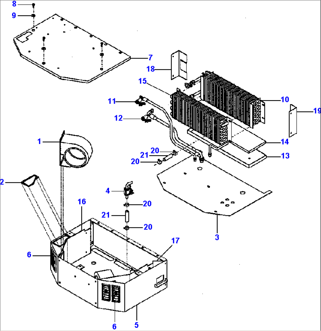 FIG. K5350-01A1 AIR CONDITIONER/HEATER BOX ASSEMBLY - S/N 202487 THRU 202763