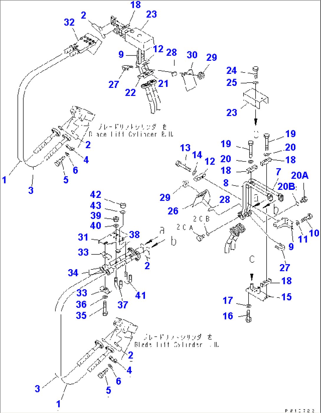HYDRAULIC PIPING (BLADE LIFT LINE) (1/4) (WITH RIPPER)(#10105-)
