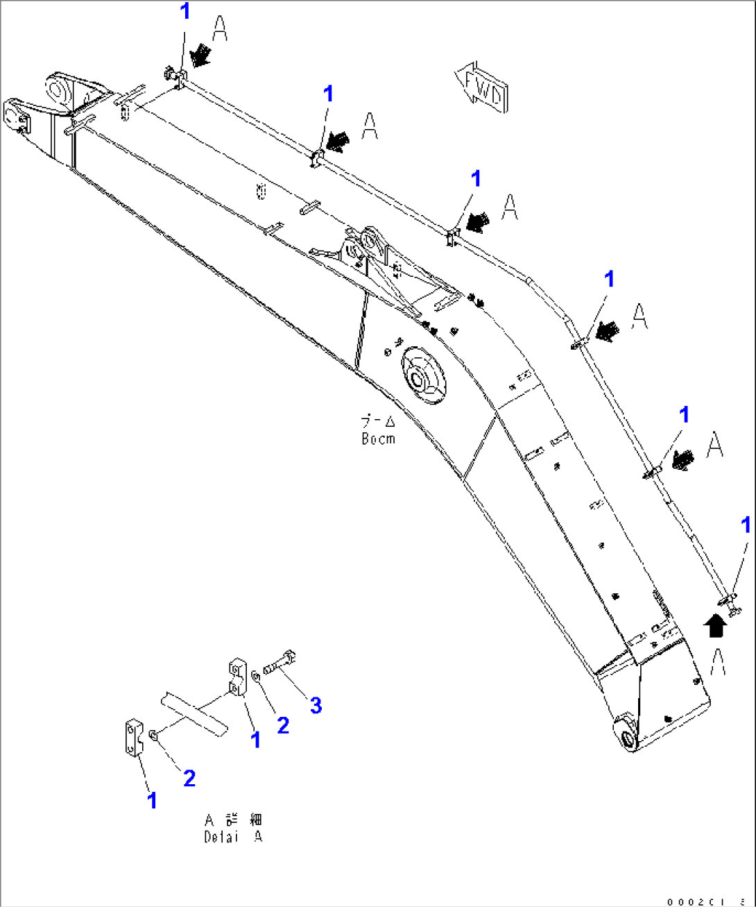 1-PIECE BOOM (ADDITIONAL PIPING) (BREAKER LINES) (CLAMP)