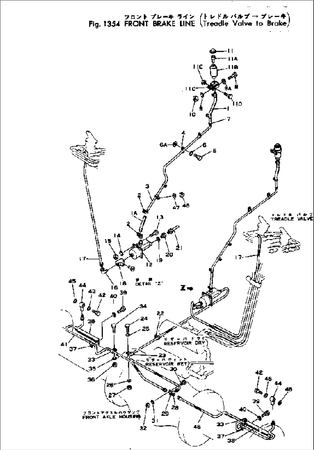 FRONT BRAKE LINE (TREADLE VALVE TO BRAKE)(#3-)