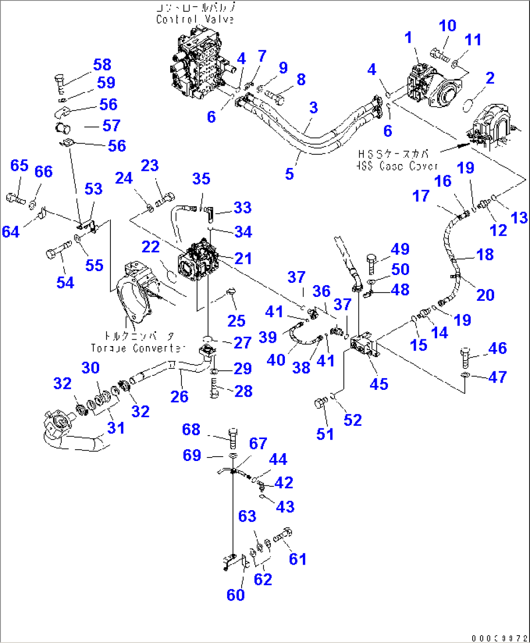 POWER TRAIN OIL PIPING (H.S.S.MOTOR AND FAN PUMP LINE)(#11001-)