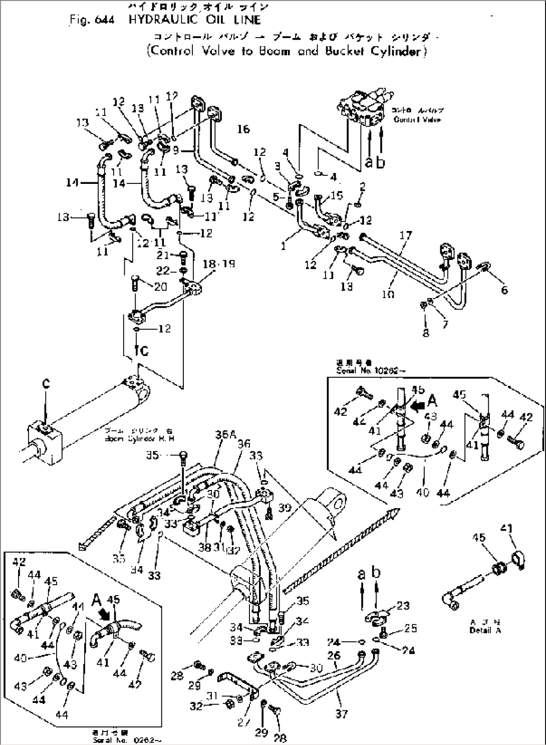 HYDRAULIC OIL LINE(CONTROL VALVE TO BOOM AND BUCKET CYLINDER(#10001-)