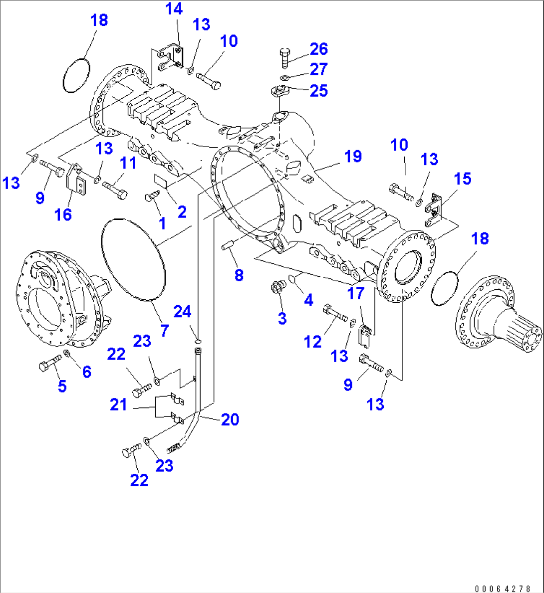 CENTER AXLE (HOUSING AND RELATED PARTS)(#7001-)