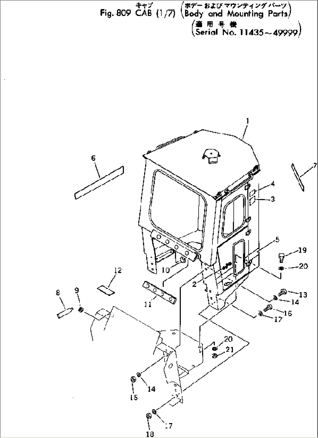 CAB (1/7) (BODY AND MOUNTING PARTS)(#11435-49999)