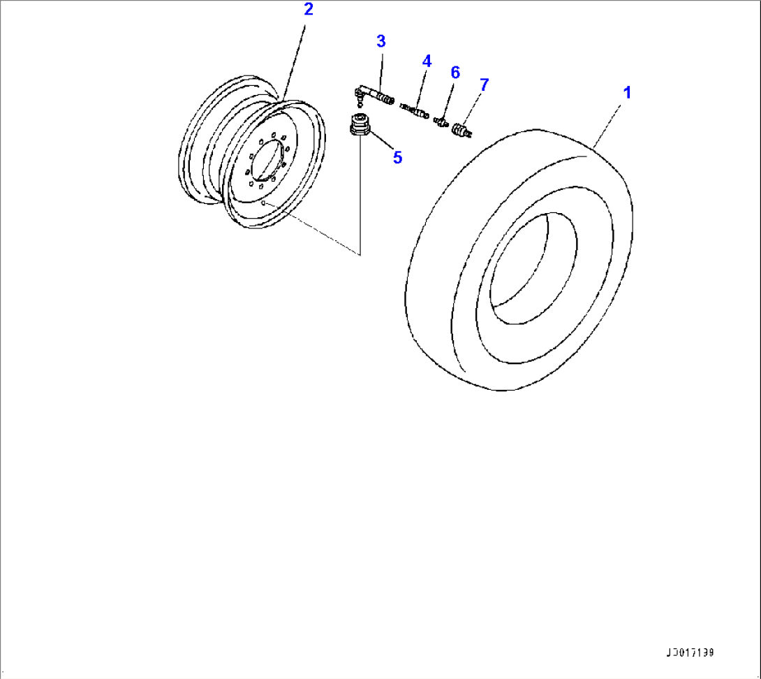 Tire and Rim, Front, L.H. (#1001-)