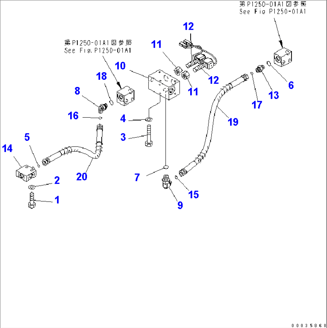 UNDER ATTACHMENT PIPING (OUTRIGGER SOLENOID RELATED PARTS) (WITH FRONT OUTRIGGER)