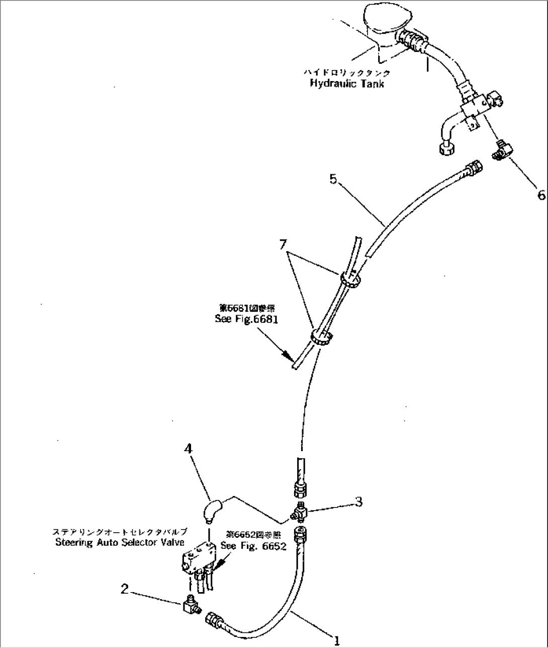 HYDRAULIC PIPING (FOR STEERING) (SELECTOR VALVE TO TANK) (WITH STEERING AUTO SELECTOR)