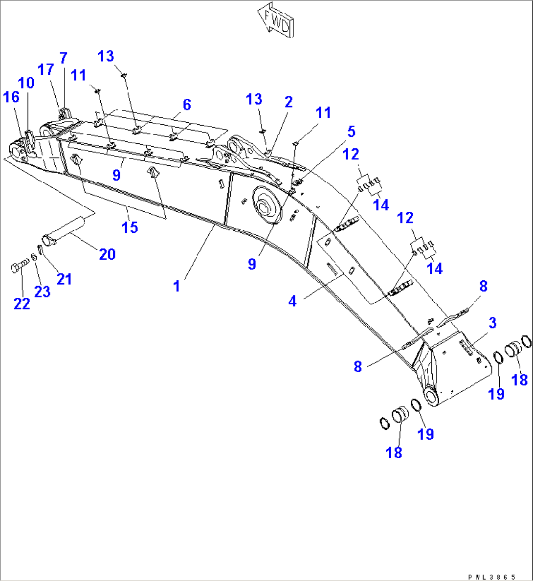 BOOM (7.6M) (BOOM AND TOP PIN) (FOR ADDITIONAL PIPING)