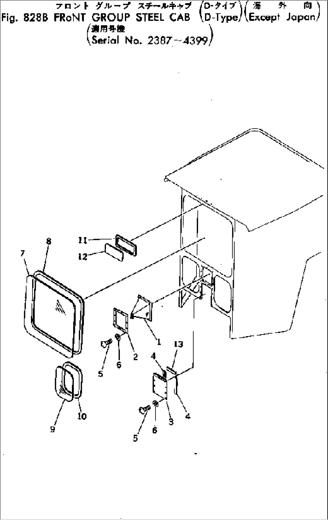 FRONT GROUP STEEL CAB (D-TYPE) (EXCEPT JAPAN)(#3326-4399)