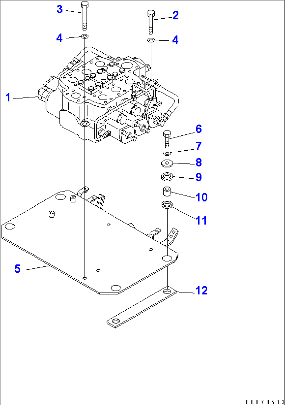 HYDRAULIC MAIN VALVE (VALVE AND MOUNTING PARTS) (WITH 3-SPOOL VALVE)(#52406-)