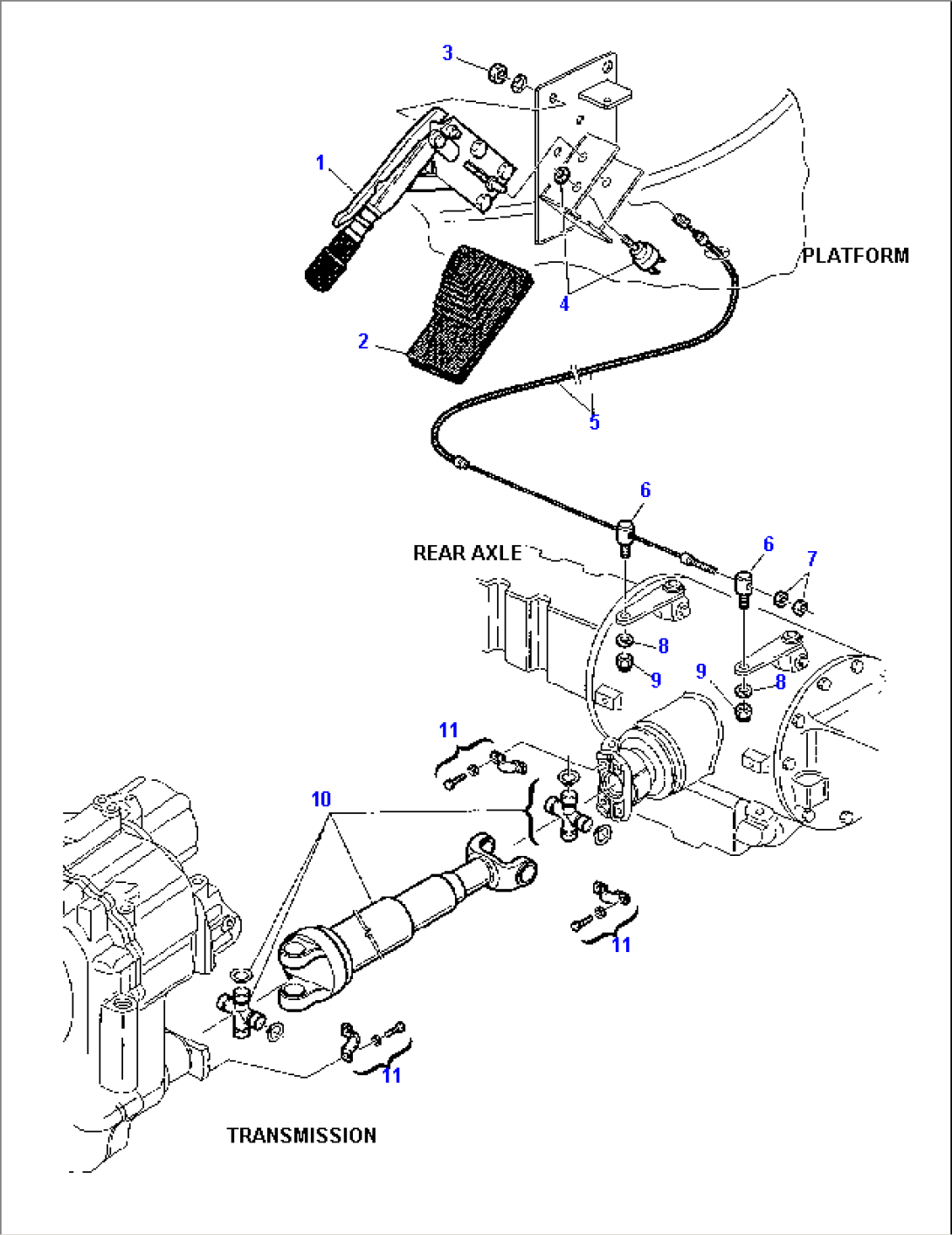 HANDBRAKE AND REAR PROPELLER SHAFT