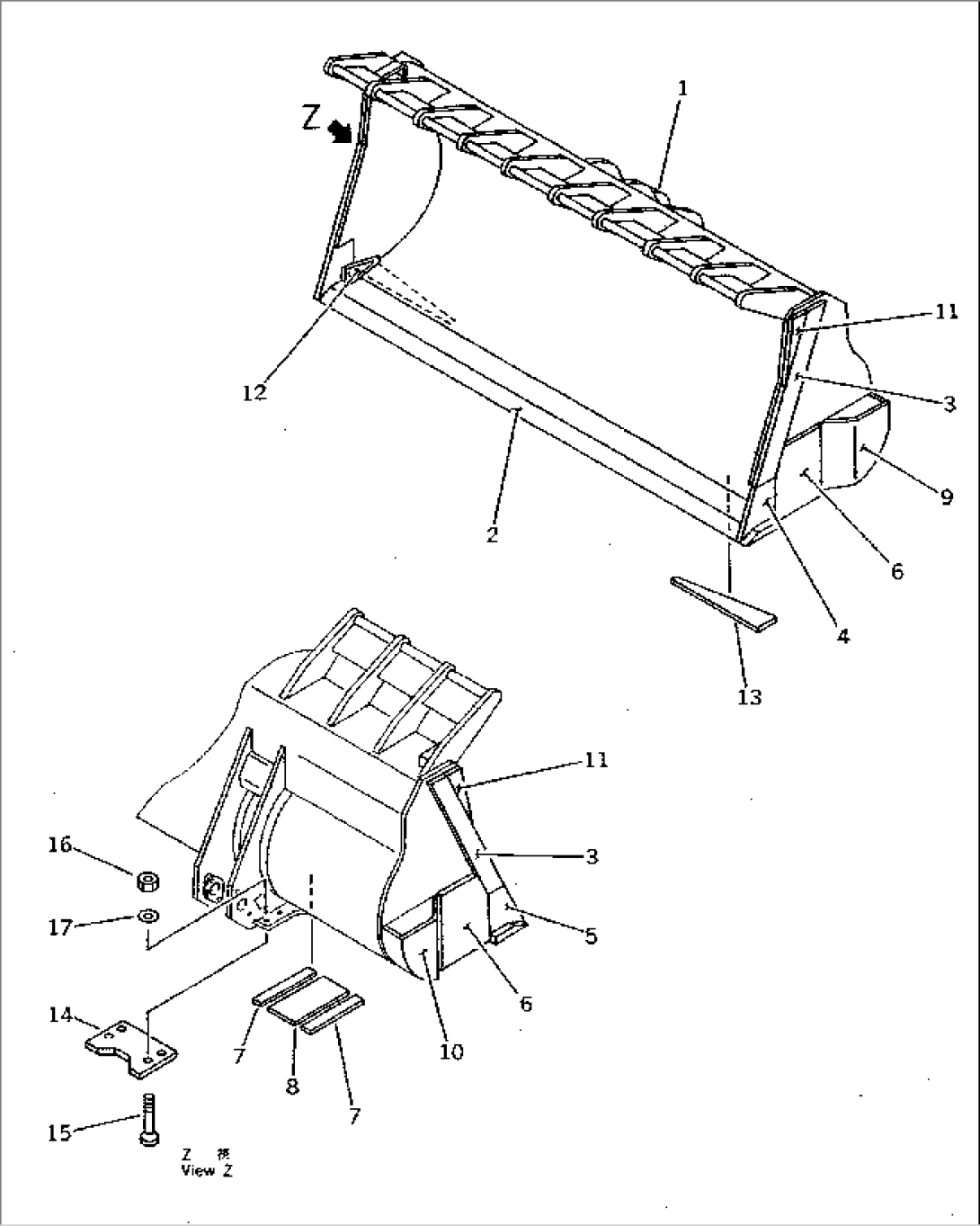 BUCKET¤ 10.5M3 (WITHOUT TOOTH)(#10001-10499)