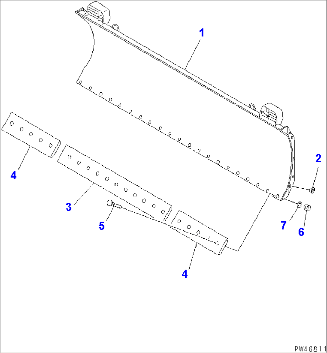 SIDE SHIFT¤ PITCH AND ANGLE SNOW PLOW (WITH HYD. MULTI COUPLER) (1/4) (BLADE)(#60001-)