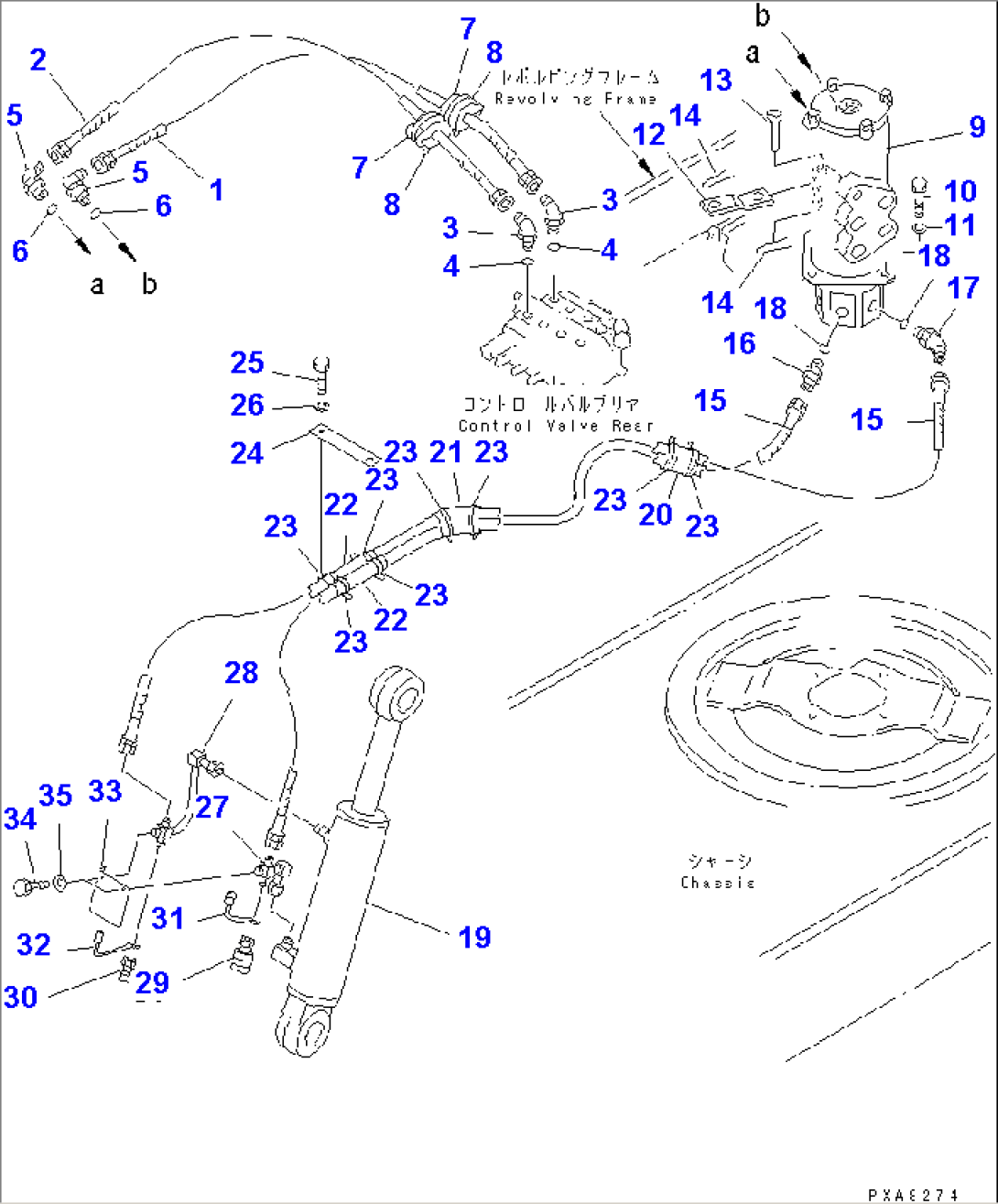 HYDRAULIC PIPING (BLADE CYLINDER LINE)(#1144-)