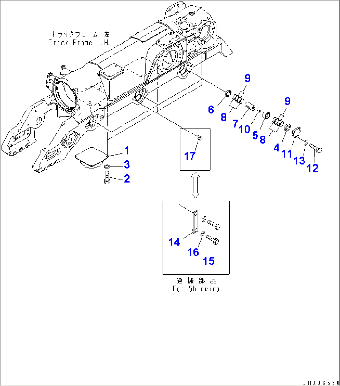 TRACK FRAME (CARTRIGE PIN AND SHIPPING PARTS) (L.H.) (COLD WEATHER (B) SPEC.)(#30001-)