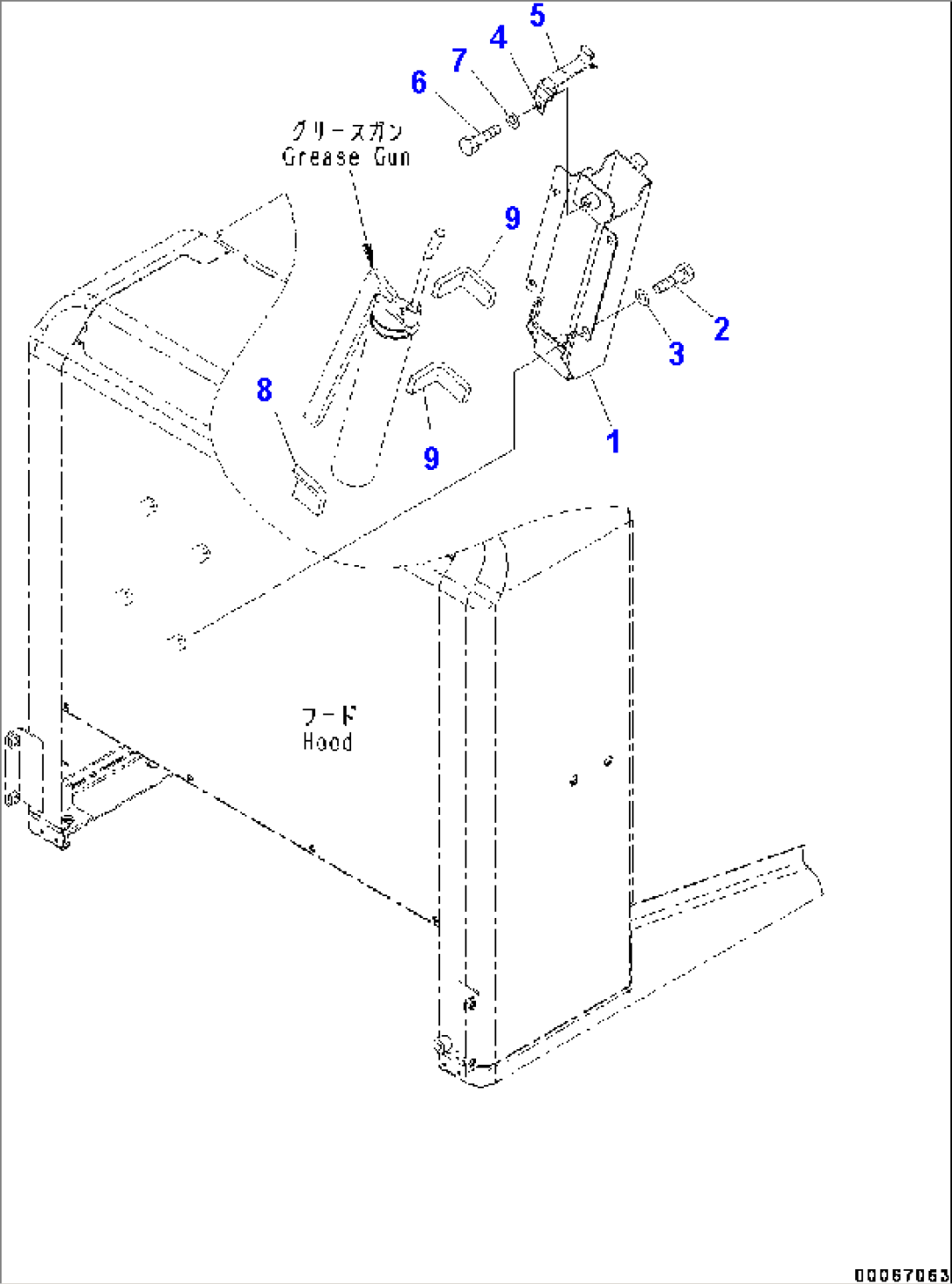 Engine Hood, Grease Pump Holder (#75750-)