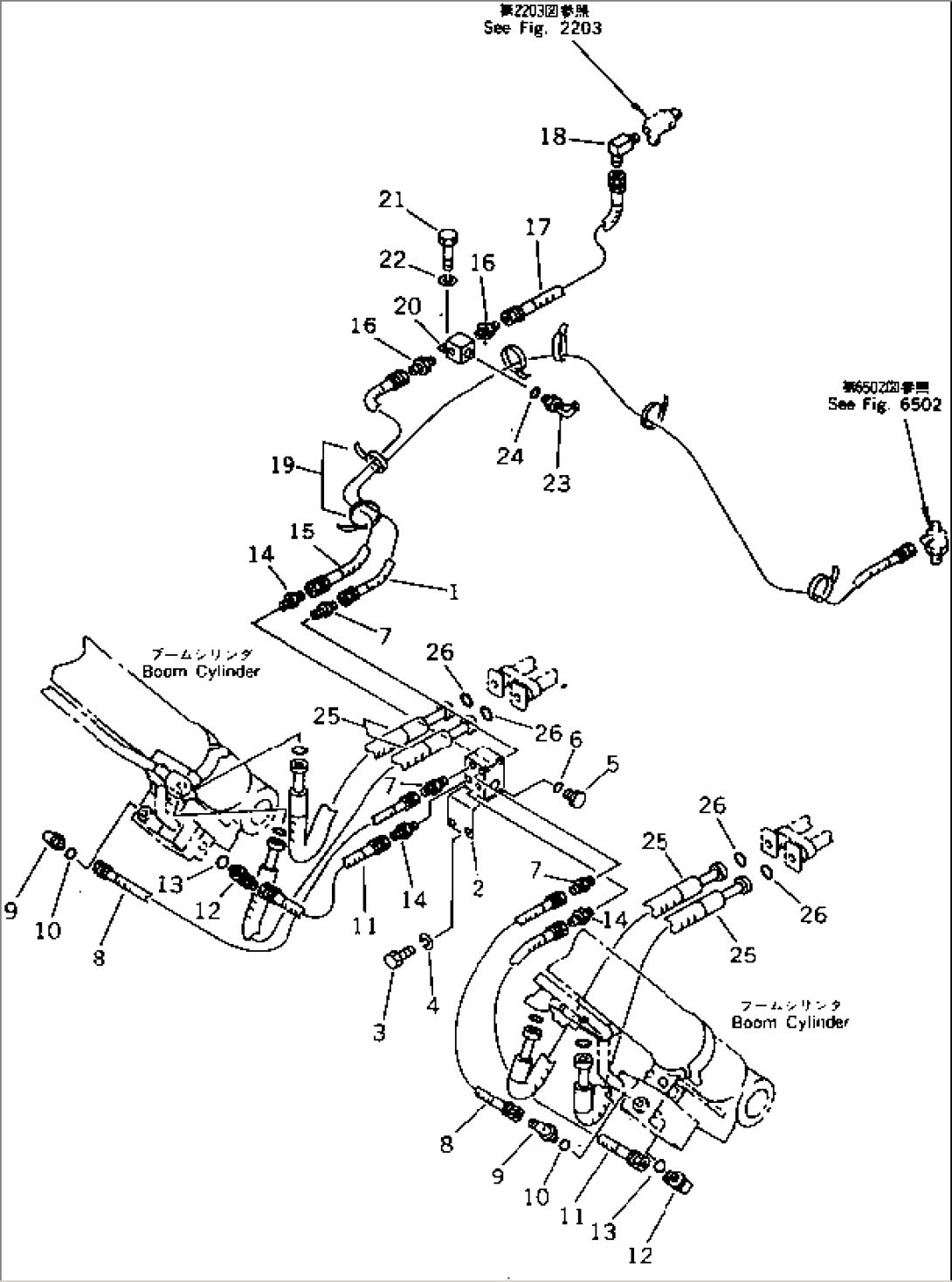 HYDRAULIC PIPING (VALVE TO BOOM CYLINDER) (LOCK VALVE FOR WORK EQUIPMENT)