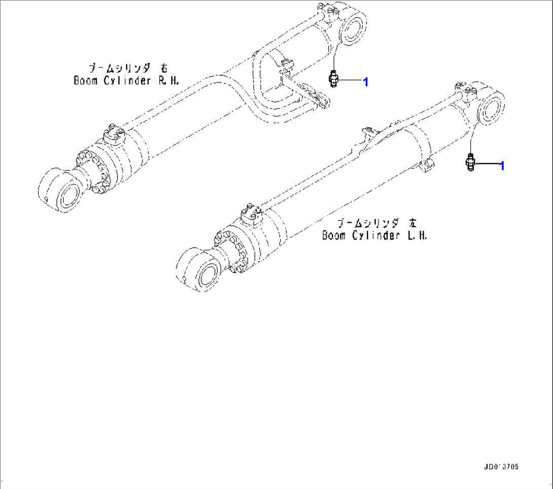 Boom Cylinder, 100 Hours Lubrication Interval, For Brazil, Fitting