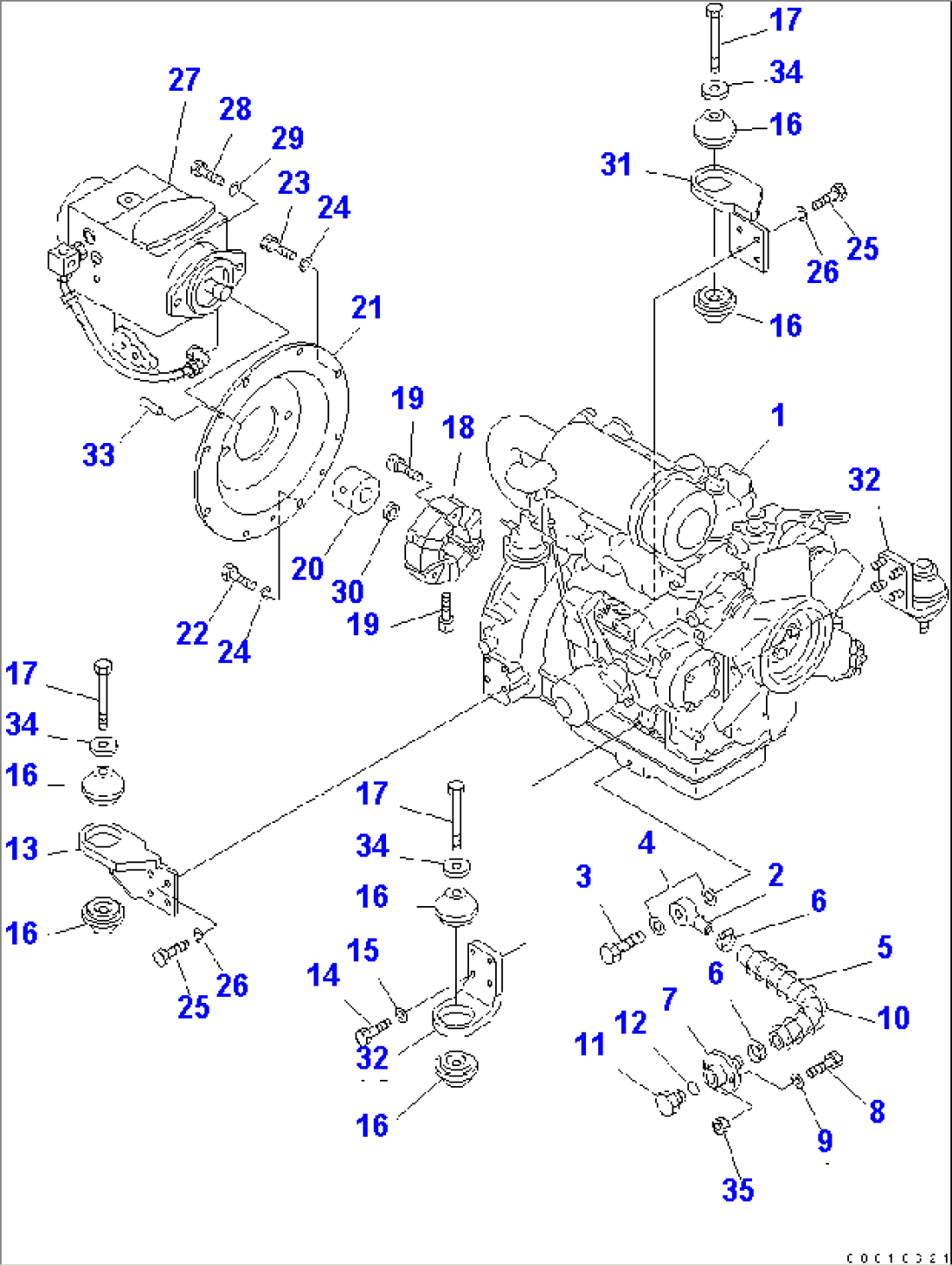 ENGINE MOUNTING PARTS AND HST PUMP(#2201-)