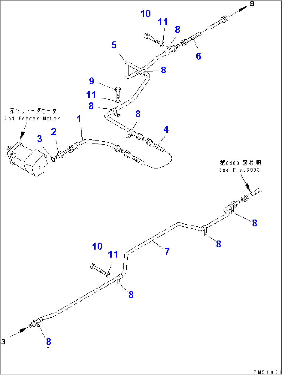 HYDRAULIC PIPING (FEEDER MOTOR LINE¤ 4/5) (DRAIN LINE)(1/2)