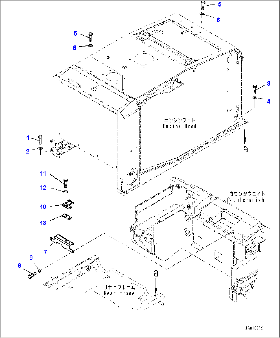 Engine Hood, Hood Mounting (#80001-)
