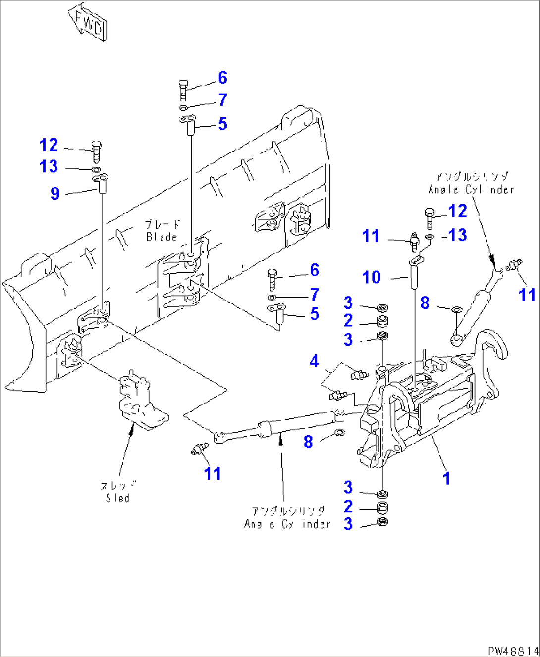 PITCH AND ANGLE SNOW PLOW (WITH HYDRAULIC MULTI COUPLER) (2/3) (CARRIER)(#60001-)