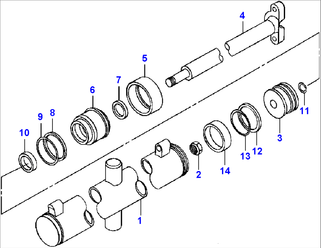 FIG. H5200-01A3 DRAWBAR LIFT CYLINDER - LEFT - R.H. BIASED BLADE SUSPENSION