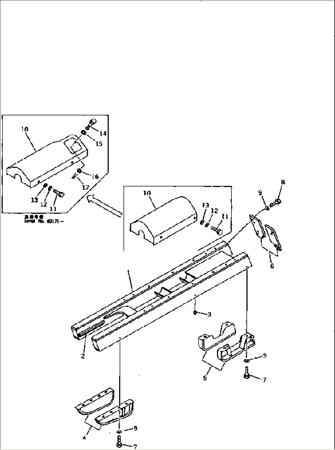 TRACK FRAME (WITH SEPARATE TYPE TRACK ROLLER GUARD)