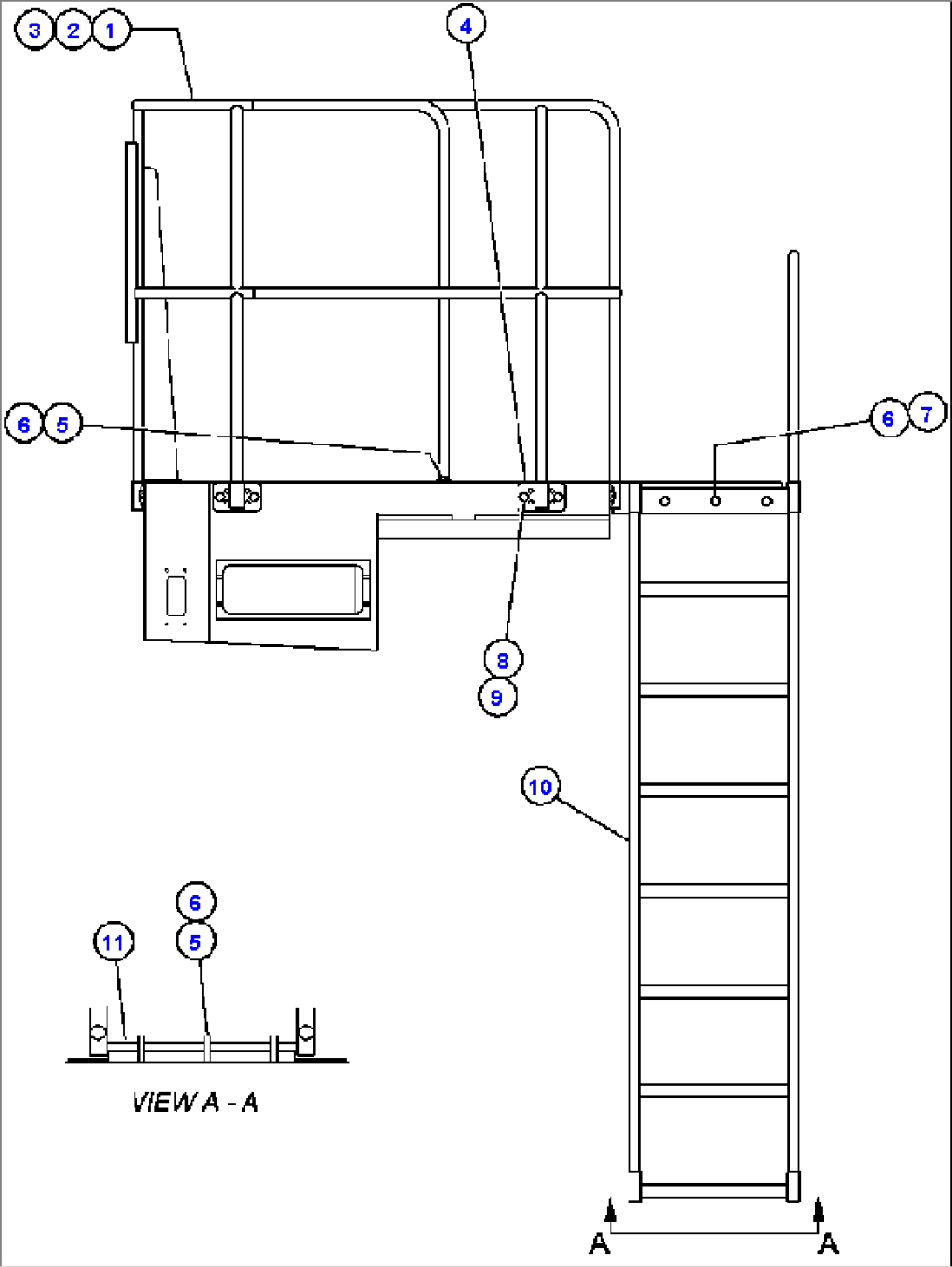 R.H. HANDRAILS AND LADDER