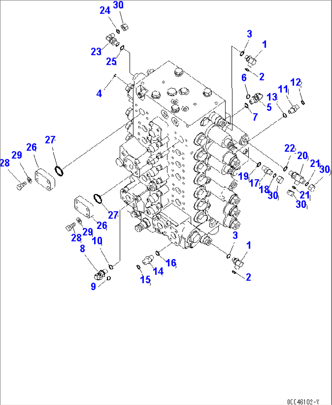 MAIN CONTROL VALVE (CONNECTING PARTS) (2/2) (WITH SERVICE VALVE AND 1-ACTUATOR)