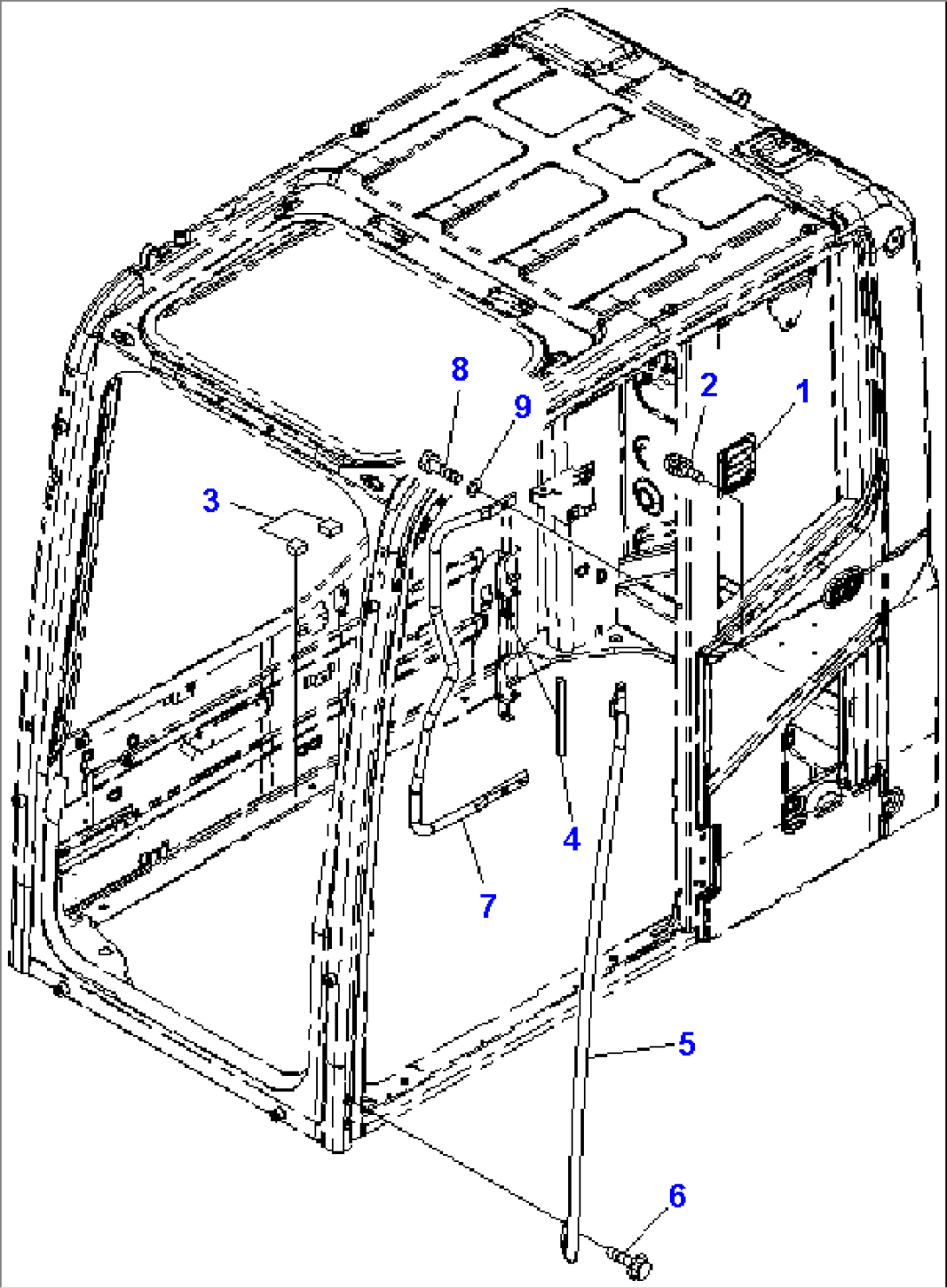 Cab, EOPS Cab, Vandalism Protection, With KOMTRAX, Without Master Key, Pressure Valve and Grip